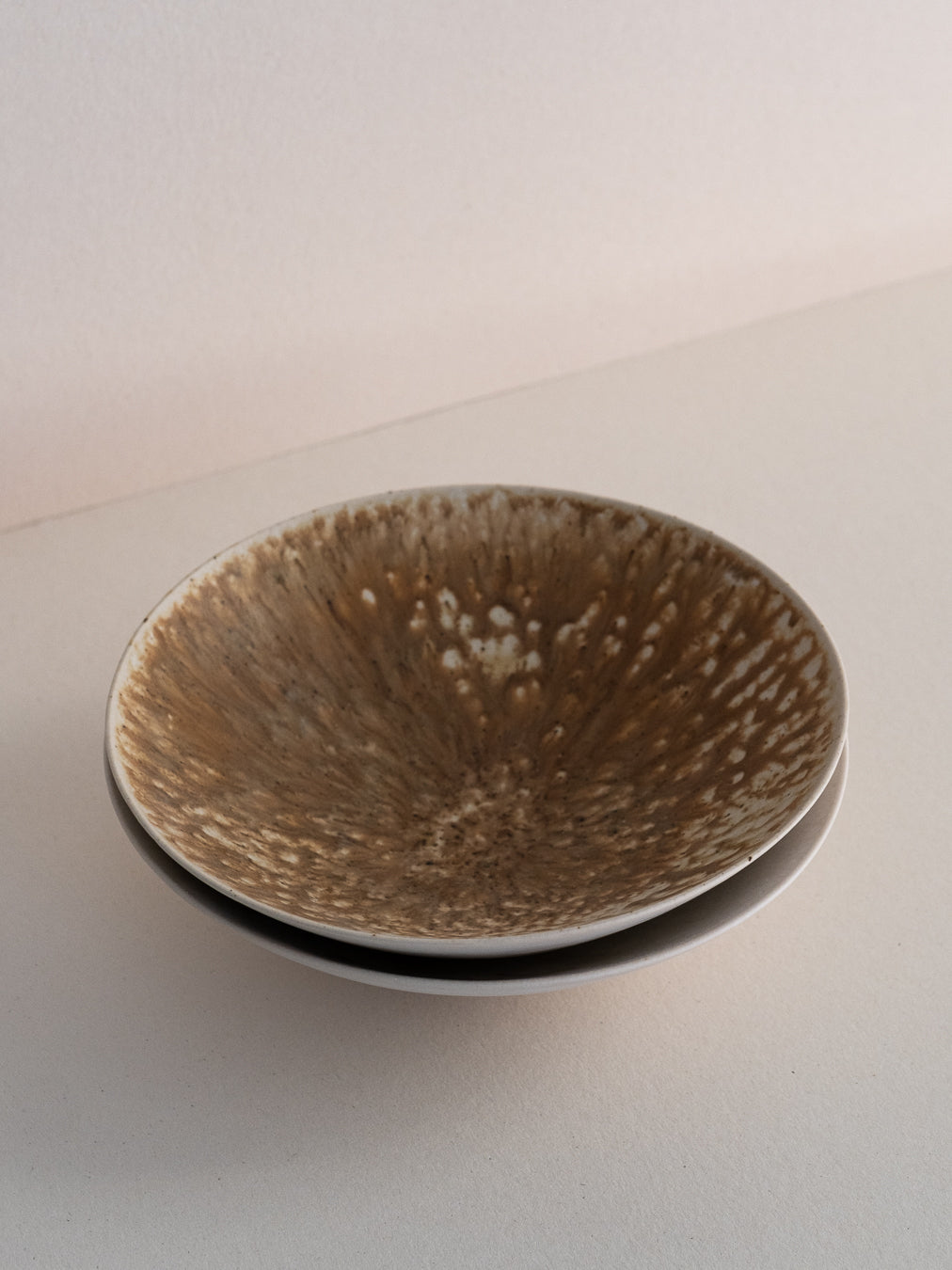 Conic bowl with ash glaze effects